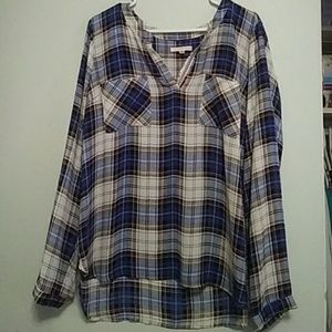 Blue and Cream Plaid Shirt